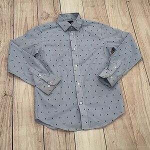 TOMMY HILFIGER big boys Blue Patterned long sleeve Shirt/size 12